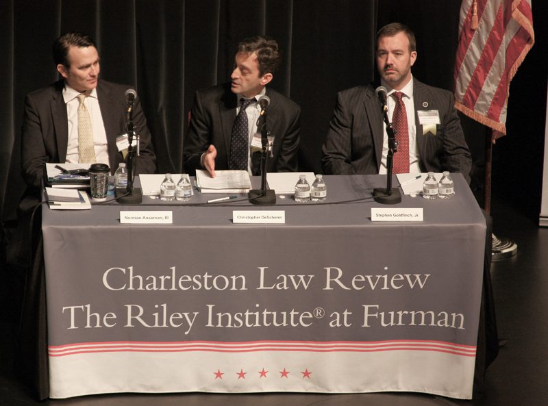 Panel One: (l-r) Norman Anseman, III, Partner, Jones Walker LLP, Christopher DeScherer, Managing Attorney, Southern Environmental Law Center and The Hon. Stephen Goldfinch, Jr., Representative for District 108, SC House of Representatives
