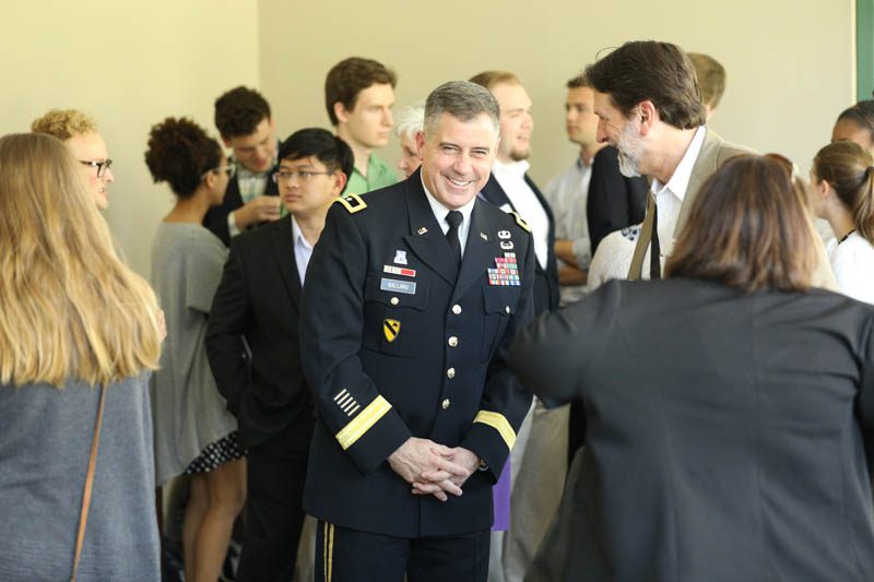 Maj. Gen. Chris Ballard '84, commanding general, U.S. Army Intelligence and Security Command and Mike Roosevelt '81, former senior intelligence officer, CIA