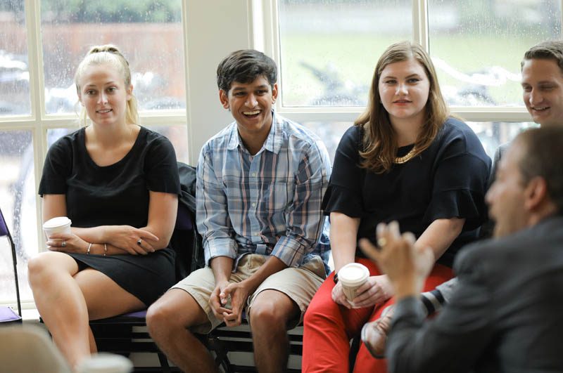 Advance Team students enjoying the conversation