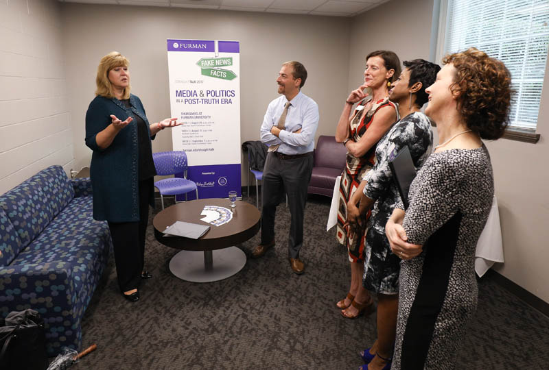Chuck Todd meeting with Elizabeth Davis, president of Furman, Jacki Martin, Katrice Hardy and Danielle Vinson