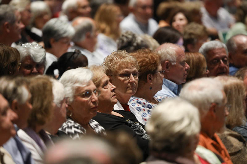 The event was held in McAlister Auditorium, Furman University. It was a full house.