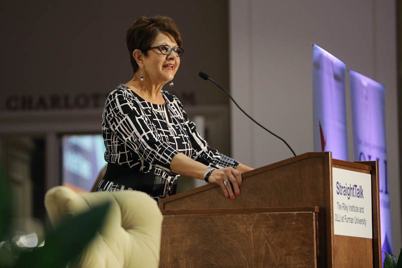 Diane Vecchio, professor, Department of History at Furman, introducing the speaker