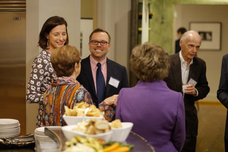 Jacki Martin and David Fleming speaking with Susan Shi and Betty Farr