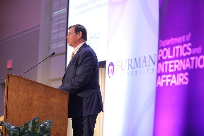 Don Gordon, Executive Director of the Riley Institute, welcoming guests to the program