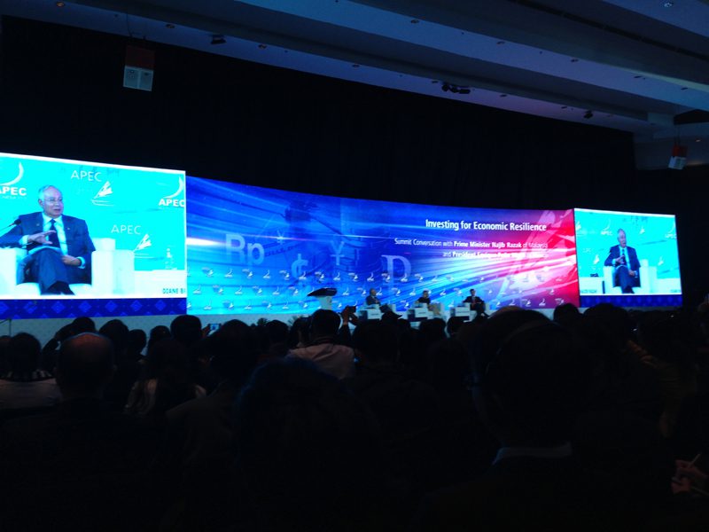 Najib Razak, Prime Minister of Malaysia, speaking about 