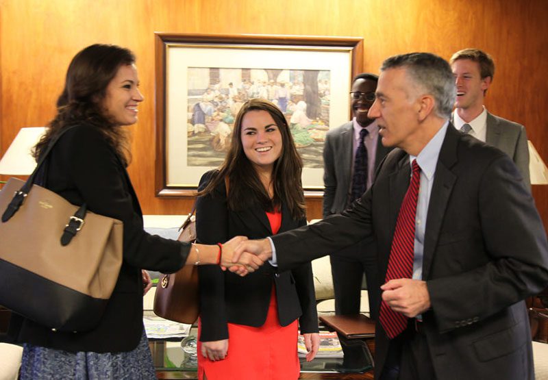 U.S. delegate Mallary Taylor meets Ambassador Goldberg at the embassy