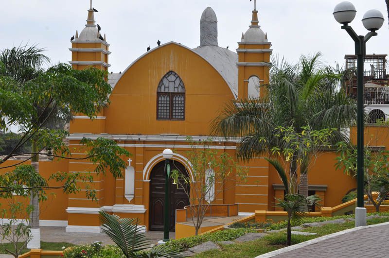This bright yellow church was originally a chapel used by fishermen and travelers. It was rebuilt in 1882 after it was burned down by the Chilean army during the war. The church is undergoing renovations.