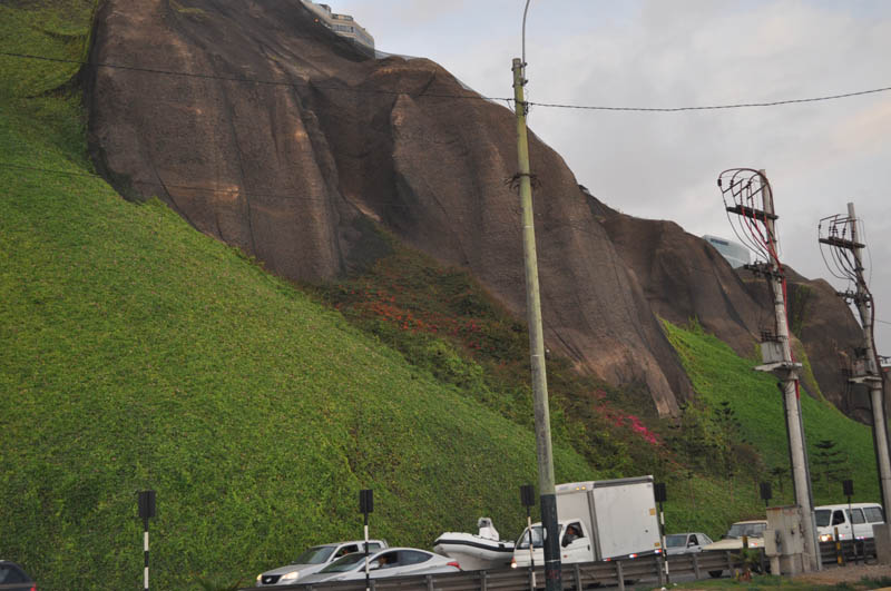 Lima is built atop this cliff that meets the Pacific Ocean